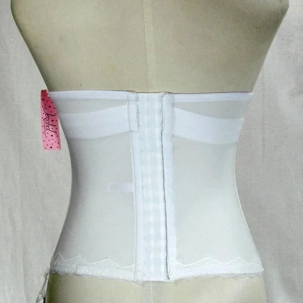 32D Jezebel 30242 Lace Attraction‎ Bustier Long Line UW Bridal Bra White NWT
